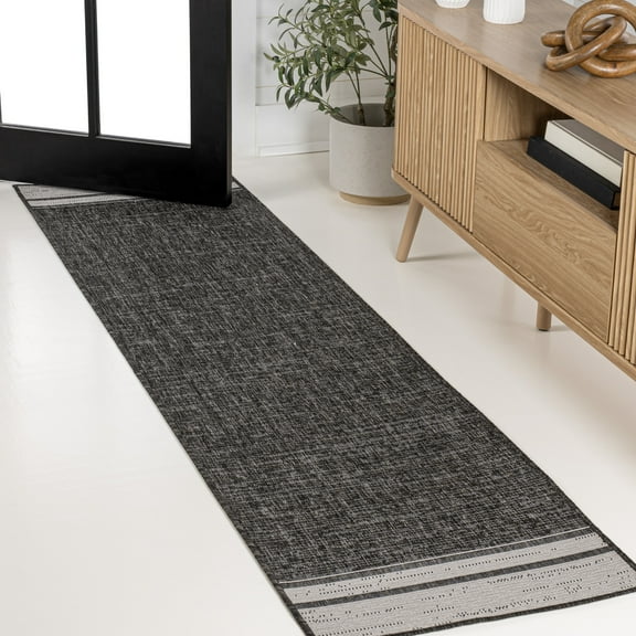 JONATHAN Y TUSCAN SUN 2 x 8 Runner Rug, Alda Minimalist Mingled - Black/Cream, TSN213A-28