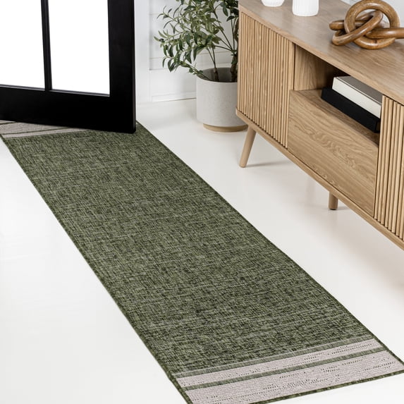 JONATHAN Y TUSCAN SUN 2 x 8 Runner Rug, Alda Minimalist Mingled - Green/Cream, TSN213D-28