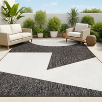 JONATHAN Y TUSCAN SUN 5 x 8 Area Rug, Lucian Geometric Abstract Two-Tone - Black/Cream, TSN302A-5