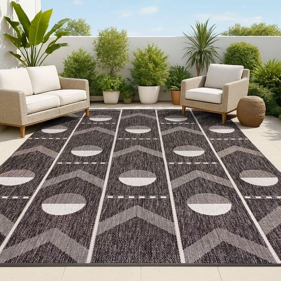 JONATHAN Y TUSCAN SUN 3 x 5 Area Rug, Soren Geometric - Black/Cream, TSN304A-3