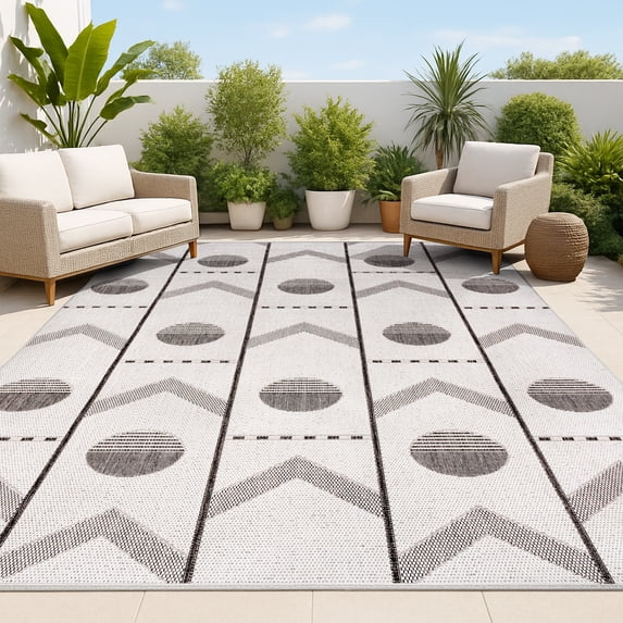 JONATHAN Y TUSCAN SUN 5 x 8 Area Rug, Soren Geometric - Cream/Black, TSN304B-5