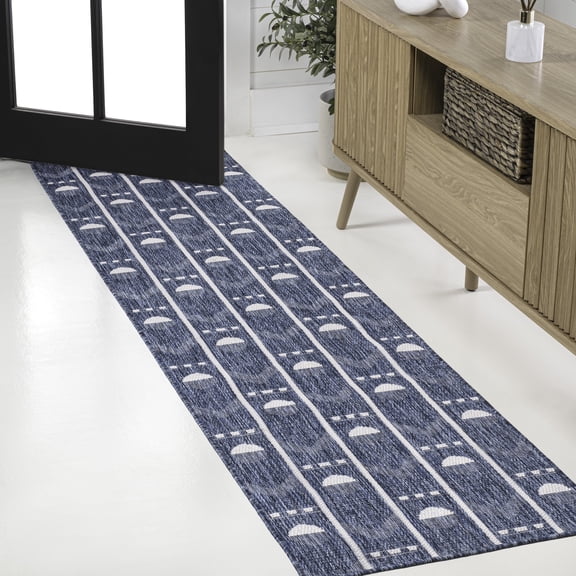 JONATHAN Y TUSCAN SUN 2 x 8 Runner Rug, Soren Geometric - Navy/Cream, TSN304C-28