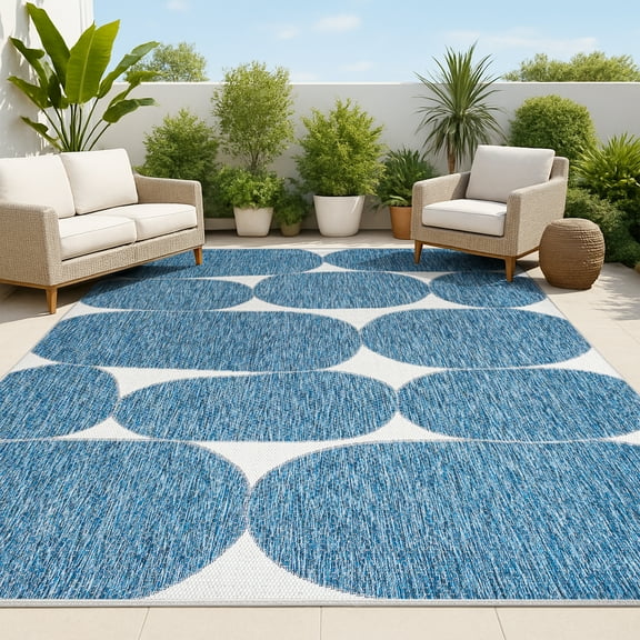 JONATHAN Y TUSCAN SUN 3 x 5 Area Rug, Rayna Geometric Organic Shapes - Navy/Cream, TSN305B-3