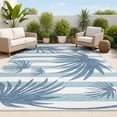 thumbnail image 1 of JONATHAN Y TUSCAN SUN 8 x 10 Area Rug, Veronica Beach Stripe and Palm Leaf - Navy/Cream, TSN402B-8, 1 of 7