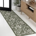 thumbnail image 1 of JONATHAN Y TUSCAN SUN 2 x 8 Runner Rug, Maribel Traditional All-Over Scroll - Green/Cream, TSN205D-28, 1 of 8
