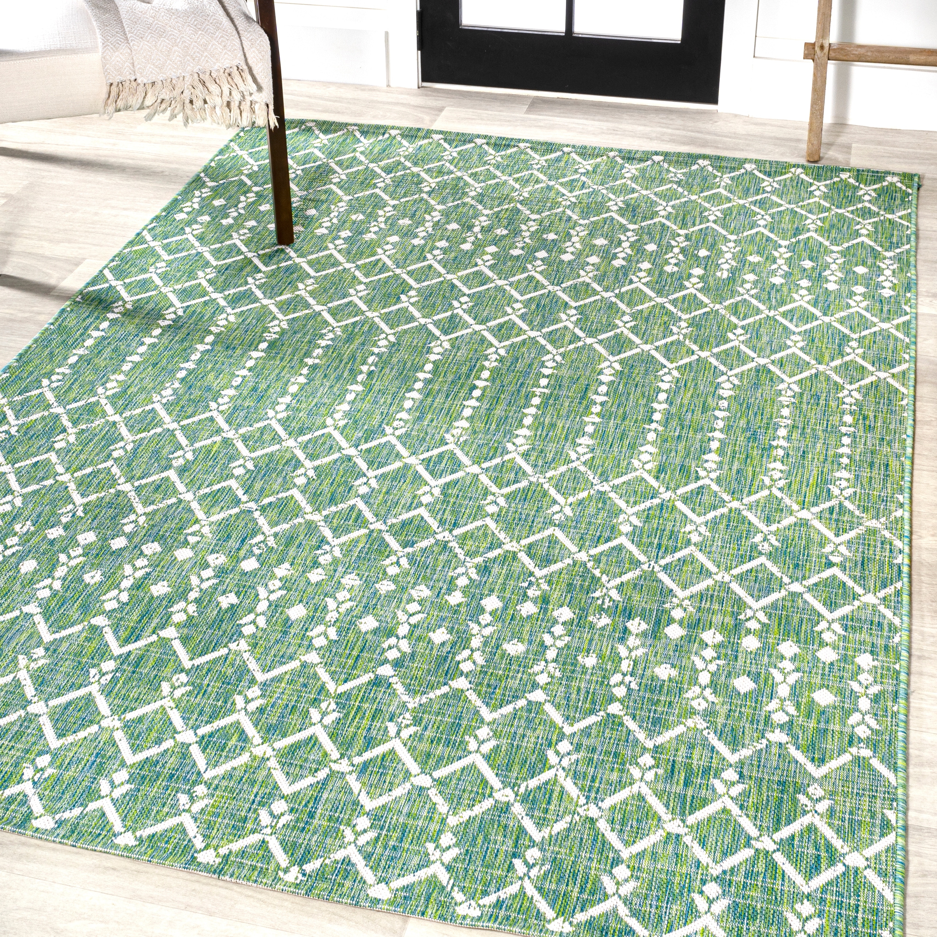 JONATHAN Y Trebol Moroccan Geometric Textured Weave Indoor/Outdoor Area ...