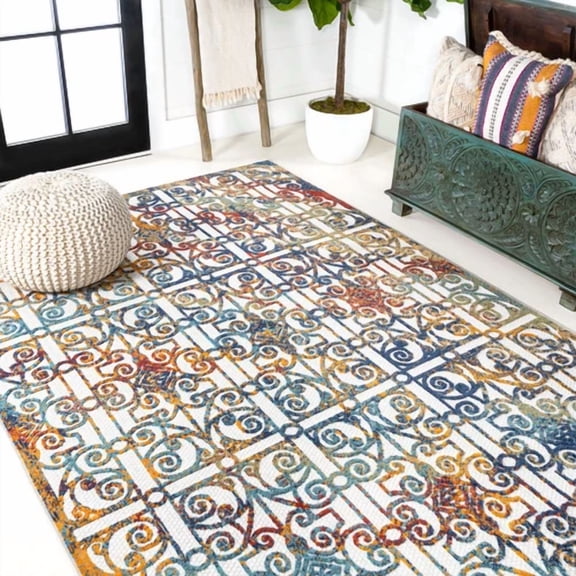 JONATHAN Y Tropics Ornate Trellis Indoor/Outdoor Area Rug