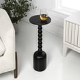 thumbnail image 1 of JONATHAN Y Turner 24.5" Designer Cottage Spindle Wood Column Drink Table and Decorative End Table with White Marble Round Top, Black, END3002B, 1 of 5