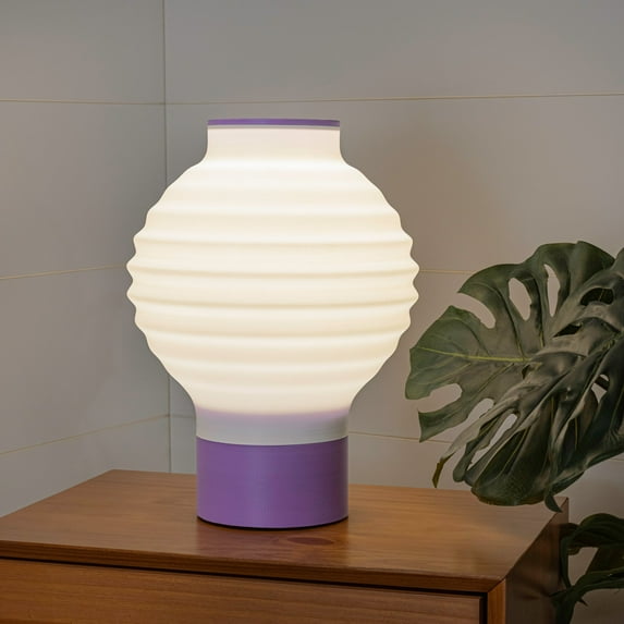 JONATHAN Y Asian Lantern 15" Vintage Traditional Plant-Based PLA 3D Printed Dimmable LED Table Lamp, White/Purple, USA1003A