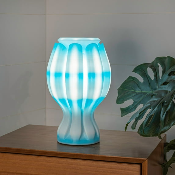 JONATHAN Y Flower 13" Tropical Coastal Plant-Based PLA 3D Printed Dimmable LED Table Lamp, Blue/White, USA1005A