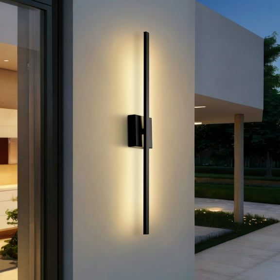 JONATHAN Y Vara 28" Modern Minimalist Linear Indoor/Outdoor IP65 Waterproof Metal 350-Degree Rotatable Dimmable Integrated LED Wall Sconce, Black