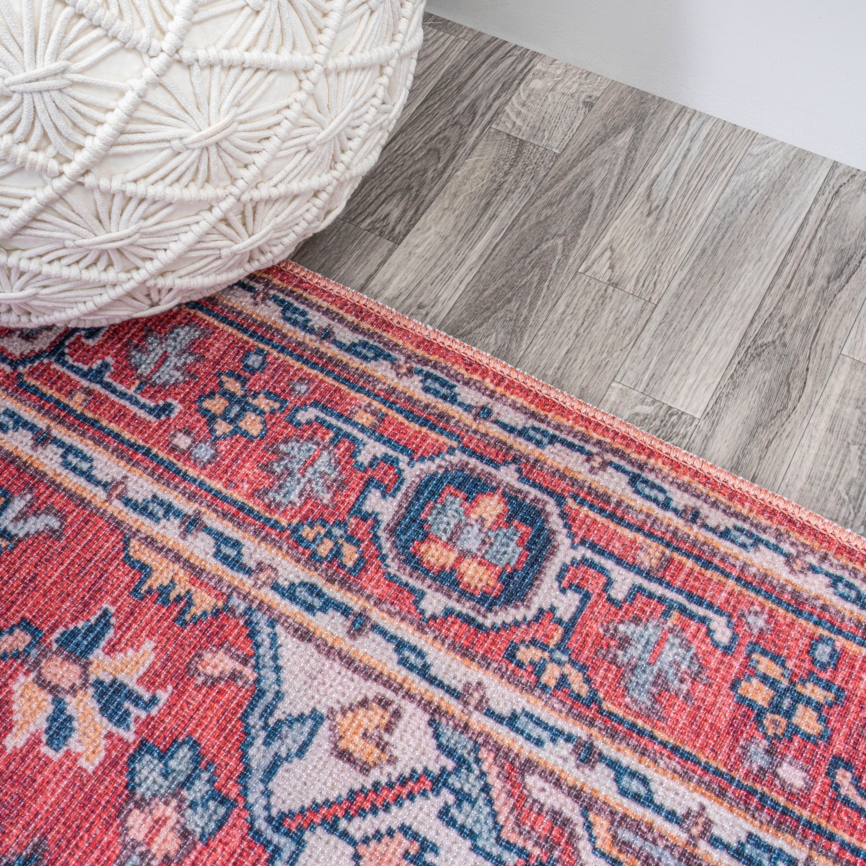 JONATHAN Y Victoria Ornate Large Medallion Machine Washable Area Rug 5 ...
