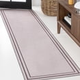 thumbnail image 1 of JONATHAN Y WASHABLE 2 x 8 Runner Rug, Sloane 2-Stripe Border Washable - Light Purple/Dark Purple, WSH125D-28, 1 of 7