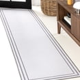 thumbnail image 1 of JONATHAN Y WASHABLE 2 x 8 Runner Rug, Sloane 2-Stripe Border Washable - White/Gray, WSH125B-28, 1 of 7