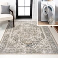 thumbnail image 1 of JONATHAN Y WASHABLE 8 x 10 Area Rug, Keesha Bold Distressed Medallion - Green/Cream, WSH316C-8, 1 of 9