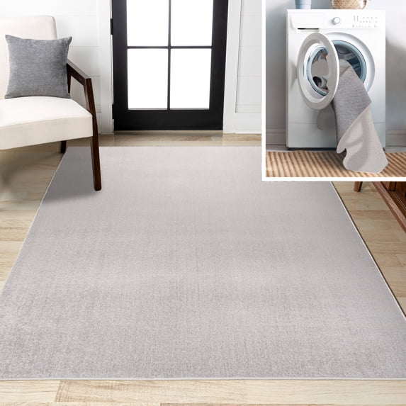 JONATHAN Y WASHABLE 8 x 10 Area Rug, Twyla - Light Gray, WSH300C-8