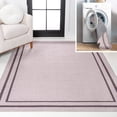 thumbnail image 1 of JONATHAN Y WASHABLE 9 x 12 Area Rug, Sloane 2-Stripe Border Washable - Light Purple/Dark Purple, WSH125D-9, 1 of 7
