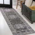 thumbnail image 1 of JONATHAN Y WASHABLE 2 x 8 Runner Rug, Alanya Ornate Medallion - Dark Green/Gray, WSH100B-28, 1 of 10