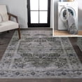 thumbnail image 1 of JONATHAN Y WASHABLE 8 x 10 Area Rug, Alanya Ornate Medallion - Dark Green/Gray, WSH100B-8, 1 of 10