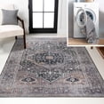 thumbnail image 1 of JONATHAN Y WASHABLE 8 x 10 Area Rug, Alacati Ogee Medallion - Dark Green/Dark Beige, WSH103B-8, 1 of 9
