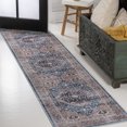 thumbnail image 1 of JONATHAN Y WASHABLE 2 x 8 Runner Rug, Alacati Ogee Medallion - Navy/Brown, WSH103C-28, 1 of 9