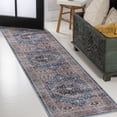 thumbnail image 1 of JONATHAN Y WASHABLE 2 x 8 Runner Rug, Alacati Ogee Medallion - Navy/Brown, WSH103C-28, 1 of 9
