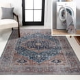 thumbnail image 1 of JONATHAN Y WASHABLE 4 x 6 Area Rug, Alacati Ogee Medallion - Navy/Brown, WSH103C-4, 1 of 8
