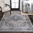 thumbnail image 1 of JONATHAN Y WASHABLE 4 x 6 Area Rug, Alacati Ogee Medallion - Dark Gray/Light Gray, WSH103E-4, 1 of 8
