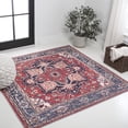 thumbnail image 1 of JONATHAN Y WASHABLE 5' Square Area Rug, Cirali Ornate Large Medallion - Red/Navy, WSH105A-5SQ, 1 of 6