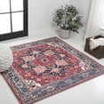 thumbnail image 1 of JONATHAN Y WASHABLE 5' Square Area Rug, Cirali Ornate Large Medallion - Red/Navy, WSH105A-5SQ, 1 of 6