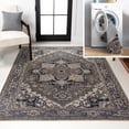 thumbnail image 1 of JONATHAN Y WASHABLE 4 x 6 Area Rug, Cirali Ornate Large Medallion - Green/Navy/Cream, WSH105C-4, 1 of 9