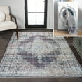 thumbnail image 1 of JONATHAN Y WASHABLE 5 x 8 Area Rug, Regis Bohemian Medallion - Purple/Cream, WSH107C-5, 1 of 8