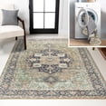 thumbnail image 1 of JONATHAN Y WASHABLE 3 x 5 Area Rug, Maris Ornate Medallion - Green/Tan/Blue, WSH109E-3, 1 of 9