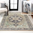 thumbnail image 1 of JONATHAN Y WASHABLE 4 x 6 Area Rug, Maris Ornate Medallion - Green/Tan/Blue, WSH109E-4, 1 of 9
