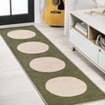 thumbnail image 1 of JONATHAN Y WASHABLE 2 x 8 Runner Rug, Cirkel Minimalist Geometric Dot - Green/Cream, WSH113B-28, 1 of 10