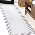 thumbnail image 1 of JONATHAN Y WASHABLE 2 x 8 Runner Rug, Sloane 2-Stripe Border Washable - White/Gray, WSH125B-28, 1 of 7