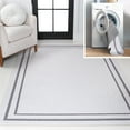 thumbnail image 1 of JONATHAN Y WASHABLE 8 x 10 Area Rug, Sloane 2-Stripe Border Washable - White/Gray, WSH125B-8, 1 of 7