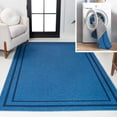 thumbnail image 1 of JONATHAN Y WASHABLE 8 x 10 Area Rug, Sloane 2-Stripe Border Washable - Blue/Navy, WSH125E-8, 1 of 7
