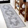 thumbnail image 1 of JONATHAN Y WASHABLE 2 x 8 Runner Rug, Bausch Bohemian Distressed Chenille - Dark Gray/Blue, WSH201D-28, 1 of 9