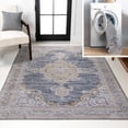 thumbnail image 1 of JONATHAN Y WASHABLE 5 x 8 Area Rug, Wincer Chenille Cottage Medallion - Dark Gray/Yellow, WSH202C-5, 1 of 9