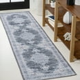 thumbnail image 1 of JONATHAN Y WASHABLE 2 x 8 Runner Rug, Wincer Chenille Cottage Medallion - Gray/Blue/White, WSH202D-28, 1 of 9