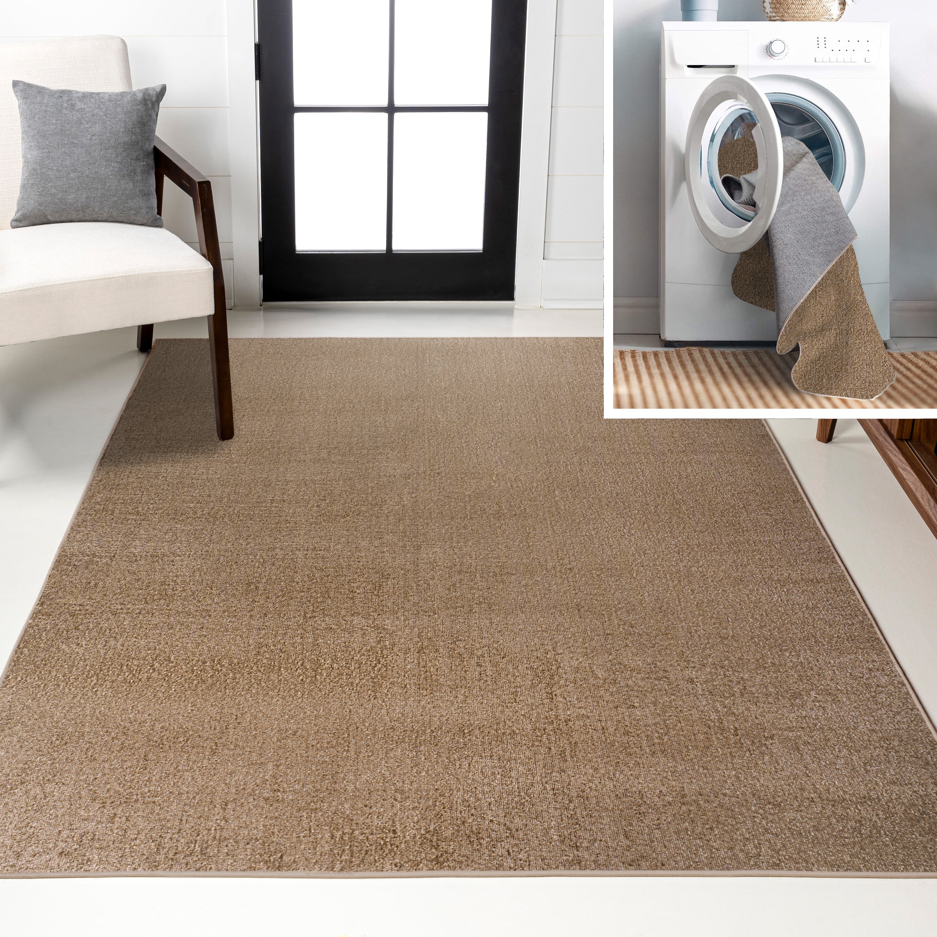 JONATHAN Y WASHABLE 4 x 6 Area Rug, Twyla - Brown, WSH300D-4