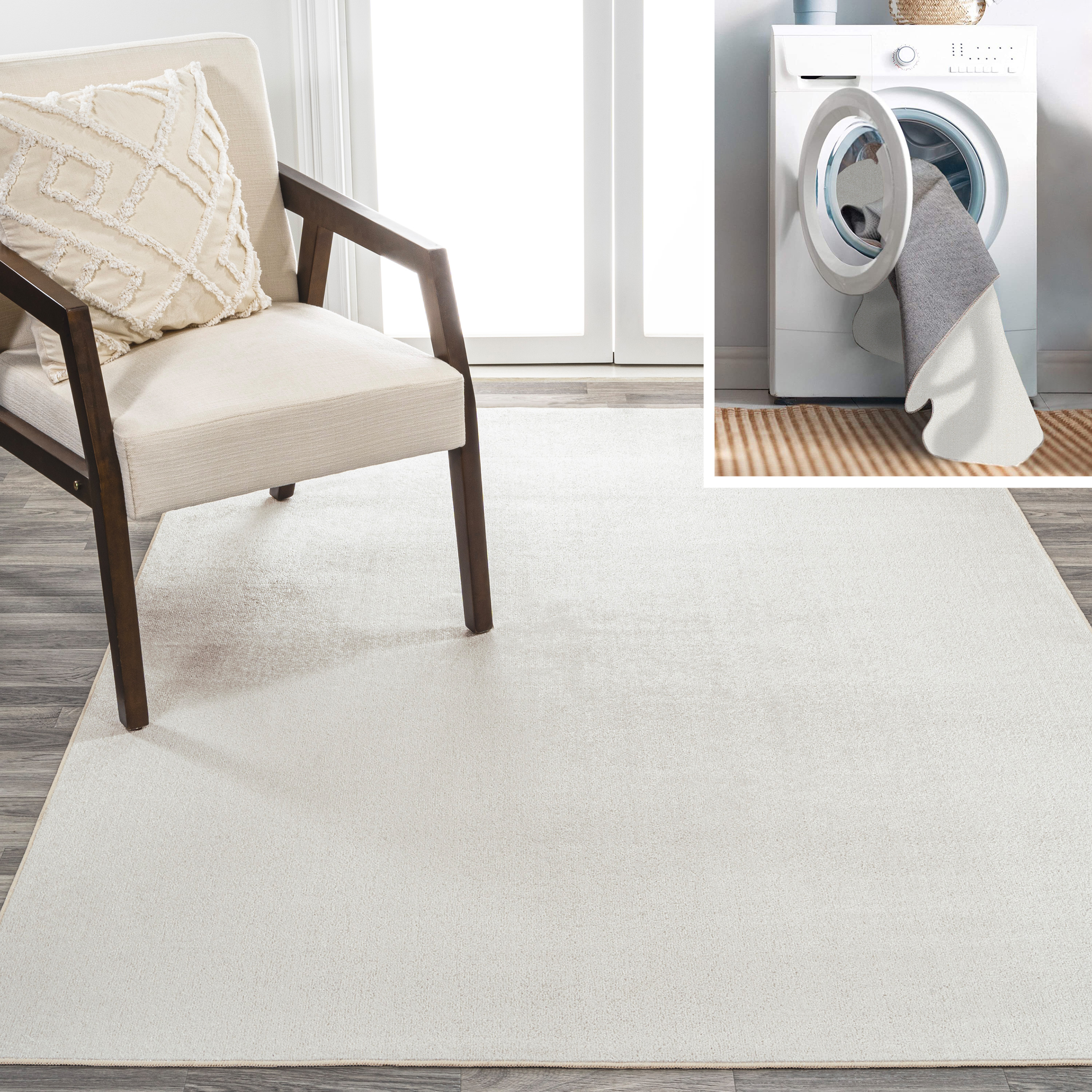 JONATHAN Y WASHABLE 4 x 6 Area Rug, Twyla - Cream, WSH300E-4