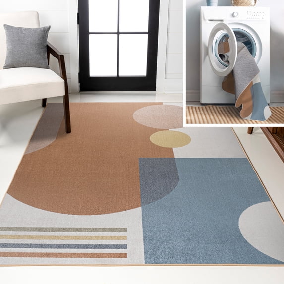 JONATHAN Y WASHABLE 3 x 5 Area Rug, Slinger Collage - Cream/Multi, WSH306A-3