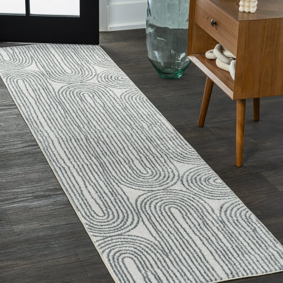 JONATHAN Y WASHABLE 2 x 8 Runner Rug, Doodle Glam Geometric - Cream/Dark Gray, WSH310A-28