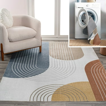 JONATHAN Y WSH312A-5 Arches Contemporary Minimalist Machine-Washable Multi 5 ft. x 8 ft. Area Rug, Bohemian Modern, Pet Friendly, Stain Resistant, Easy to Clean, for Living Room; Kitchen, Bedroom
