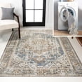 thumbnail image 1 of JONATHAN Y WASHABLE 5 x 8 Area Rug, Keesha Bold Distressed Medallion - Blue/Cream, WSH316A-5, 1 of 9