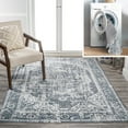 thumbnail image 1 of JONATHAN Y WASHABLE 5 x 8 Area Rug, Keesha Bold Distressed Medallion - Cream/Blue, WSH316B-5, 1 of 9