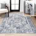 thumbnail image 1 of JONATHAN Y WASHABLE 8 x 10 Area Rug, Keesha Bold Distressed Medallion - Cream/Blue, WSH316B-8, 1 of 9