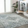 thumbnail image 1 of JONATHAN Y WASHABLE 8 x 10 Area Rug, Pavel Distressed Medallion - Light Gray/Blue, WSH317B-8, 1 of 9